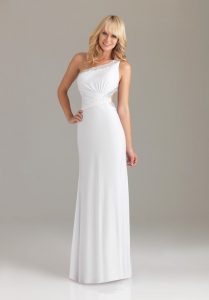 White One Shoulder Prom Dress