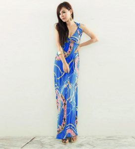 Blue Floral Maxi Dress