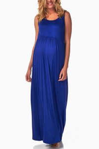 Blue Maternity Maxi Dress