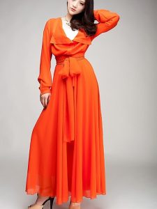 Long Sleeve Chiffon Maxi Dress