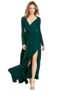 Long Sleeve Wrap Maxi Dress