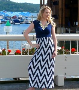 Navy Chevron Maxi Dress