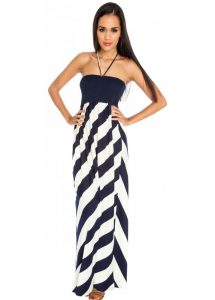 Navy and White Maxi Dress