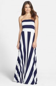 Navy and White Striped Maxi Dress