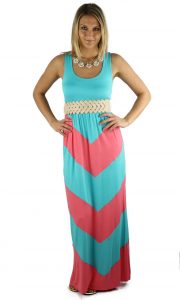 Pink and Blue Maxi Dress