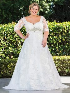 Plus Size Lace Wedding Dress with Sleeves