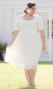 Plus Size Tea Length Wedding Dresses with Sleeves