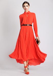 Red Long Sleeve Maxi Dress
