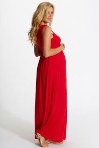 Red Maternity Maxi Dress