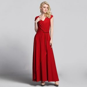 Red Maxi Dress with Sleeves