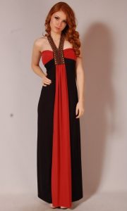 Red and Black Maxi Dress