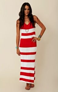 Red and White Maxi Dress