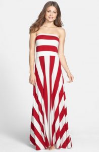 Red and White Striped Maxi Dress