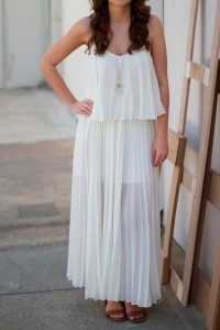 White Pleated Maxi Dress