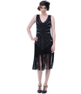 Black 1920s Drop Waist Dress