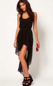 Black Chiffon High Low Dress