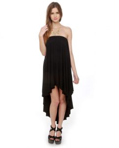 Black Strapless High Low Dress