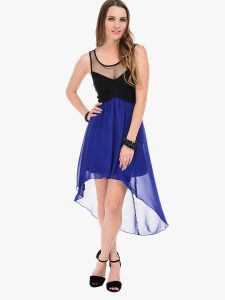 Black and Blue High Low Dress