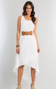 Casual White High Low Dress