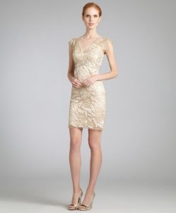 Champagne Lace Cocktail Dress