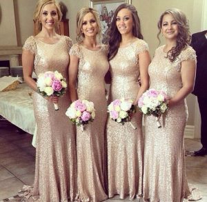 Champagne Sequin Bridesmaid Dress