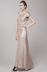 Champagne Sequin Prom Dress