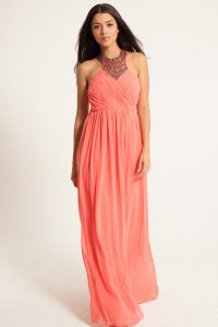 Coral Chiffon Maxi Dress