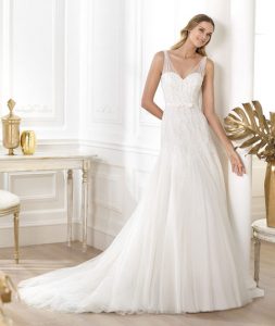 Drop Waist Wedding Dress with Straps