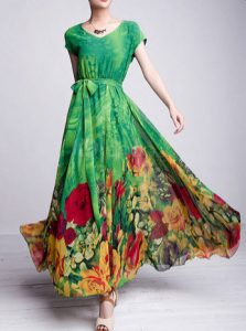 Green Floral Maxi Dress