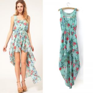 High Low Chiffon Floral Dress