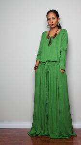 Long Sleeve Green Maxi Dress