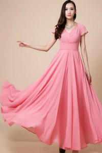 Pink Maxi Dress with Sleeves