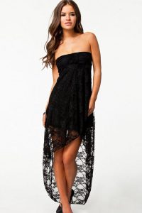 Strapless Black High Low Dress