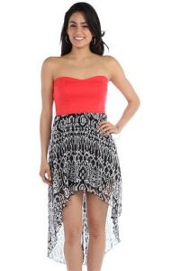 Strapless High Low Dress Casual