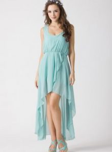 Teal High Low Dress