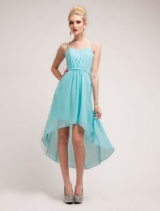 Teal High Low Dress with Straps