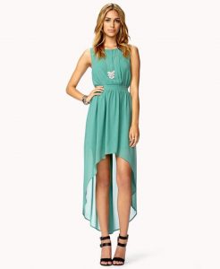 Teal High Low Dresses