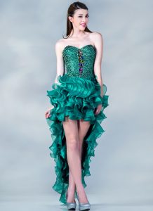 Teal High Low Prom Dress