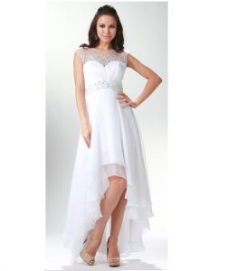 White Chiffon High Low Dress