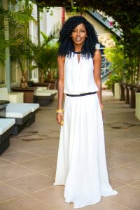 White Drop Waist Maxi Dress