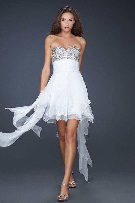 White High Low Dress | DressedUpGirl.com