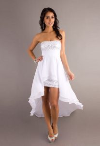 White Strapless High Low Dress