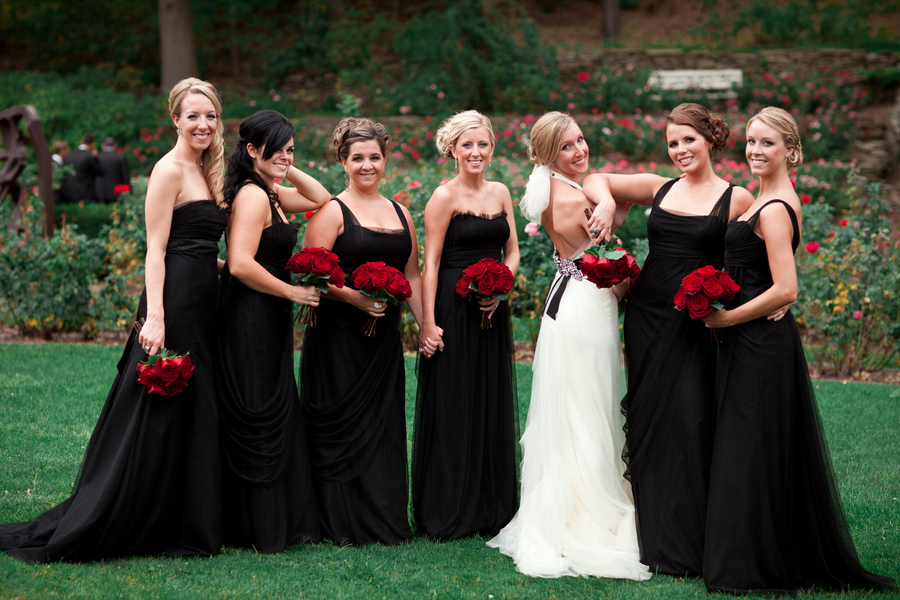 red black bridesmaid dresses