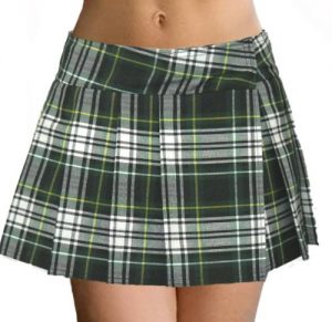 Green Plaid Pleated Skirt