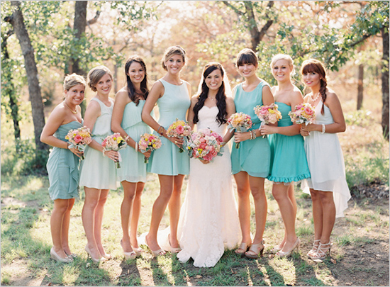 pale teal bridesmaid dresses