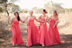 Long Coral Bridesmaid Dresses