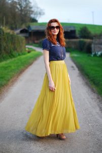 Long Pleated Skirt Outfit