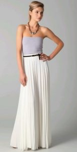 Long Pleated White Skirt