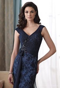 Navy Blue Lace Bridesmaid Dress