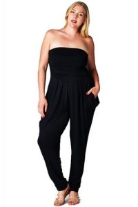 Plus Size Black Strapless Jumpsuit